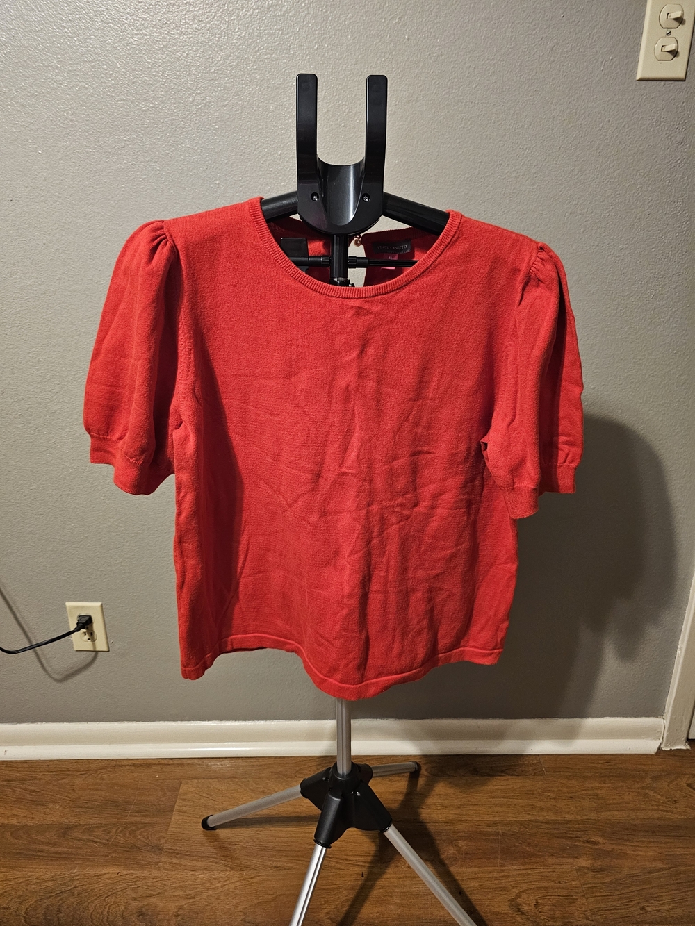 Vince Camuto Bright Red Knit Top with Crew Neck